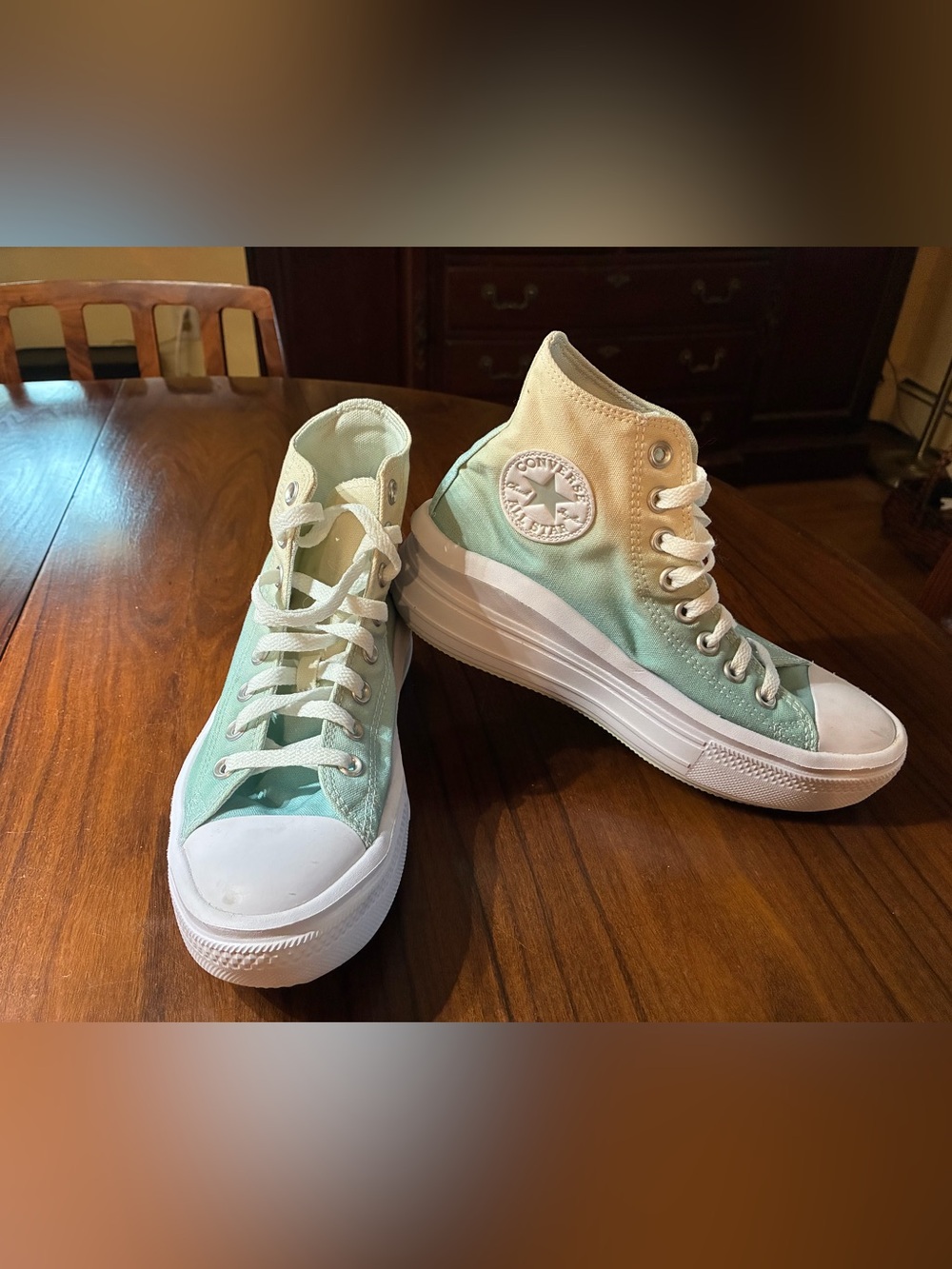 Converse High Top Sneakers - Mint Green and Cream Ombre